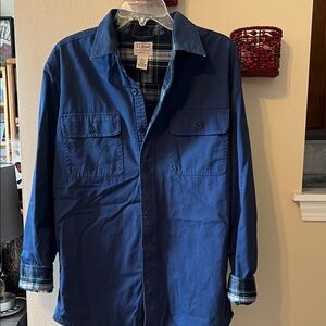 L.L. Bean Men's Navy plaid flannel Shirt Jacket M